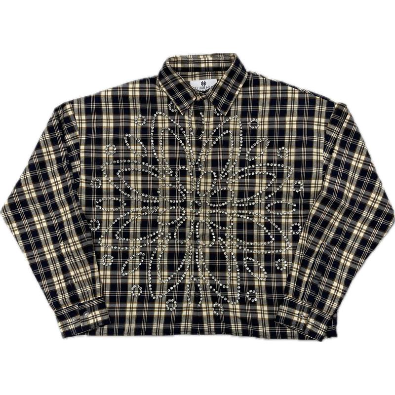 Deluxe Hills Mandala Effect L/S Flannel Shirt "Navy/Beige"