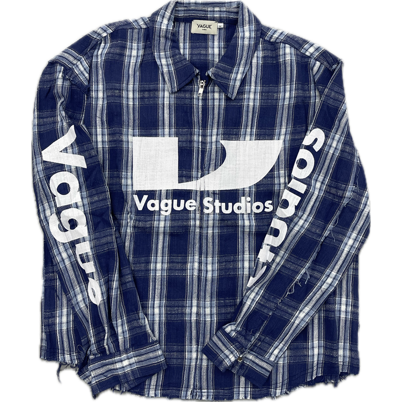 VAGUE Studios Surge Zip Flannel Tee "Blue"