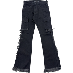 KDNK Guttering Tapesty Flare Jeans “Black Sparkle”