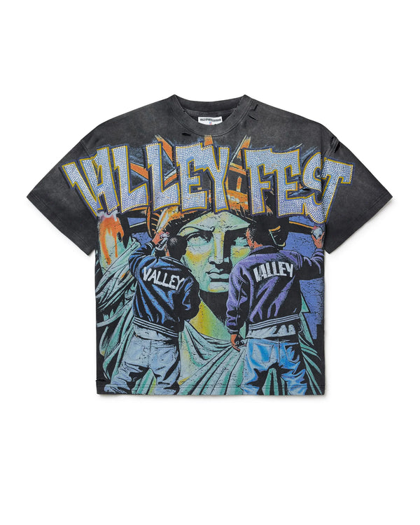 Vale Forever Bling Graffiti Tee “Grey Wash”