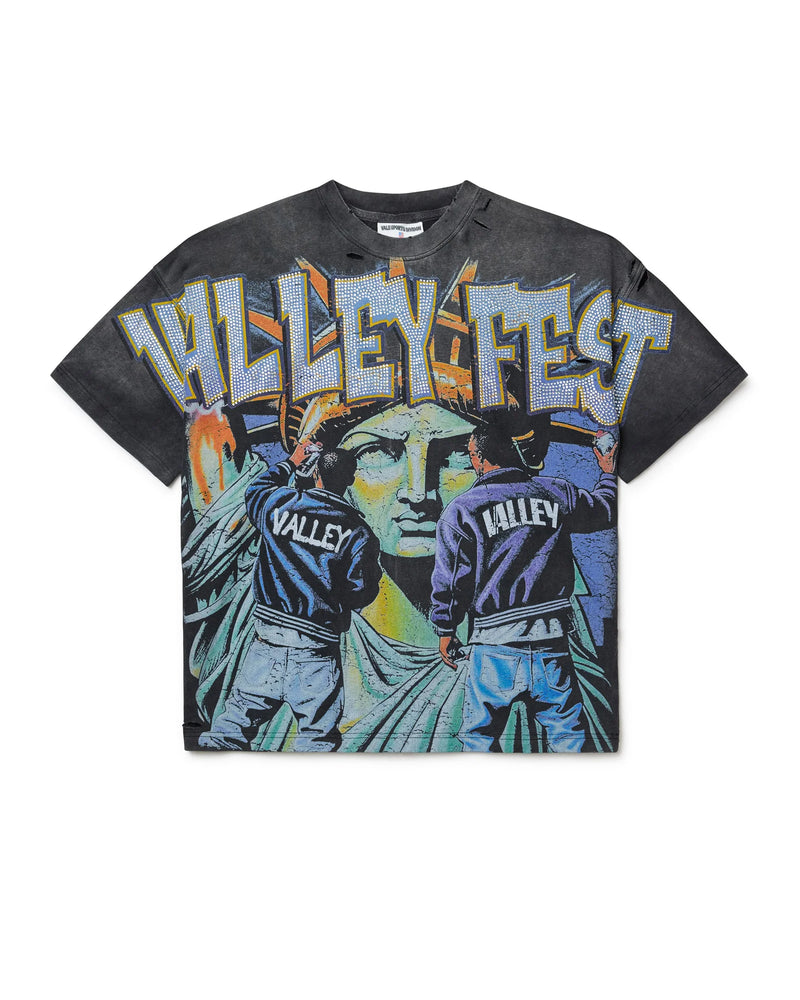 Vale Forever Bling Graffiti Tee “Grey Wash”