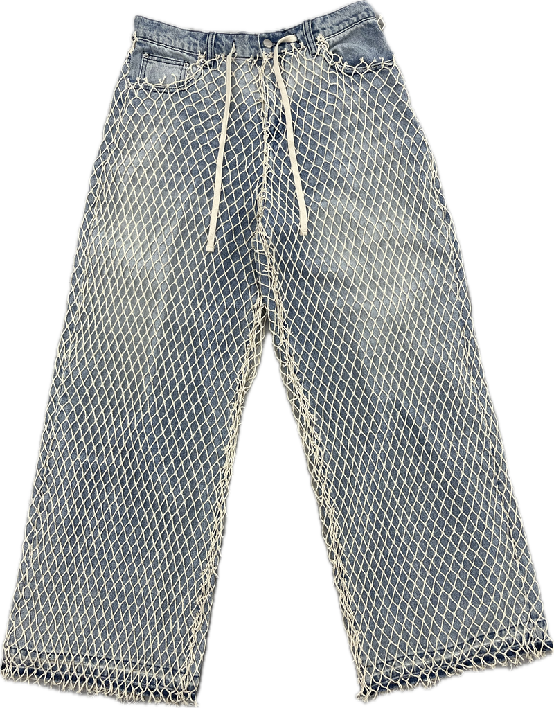 HMDD Fishnet Baggy Jeans “Blue Wash”