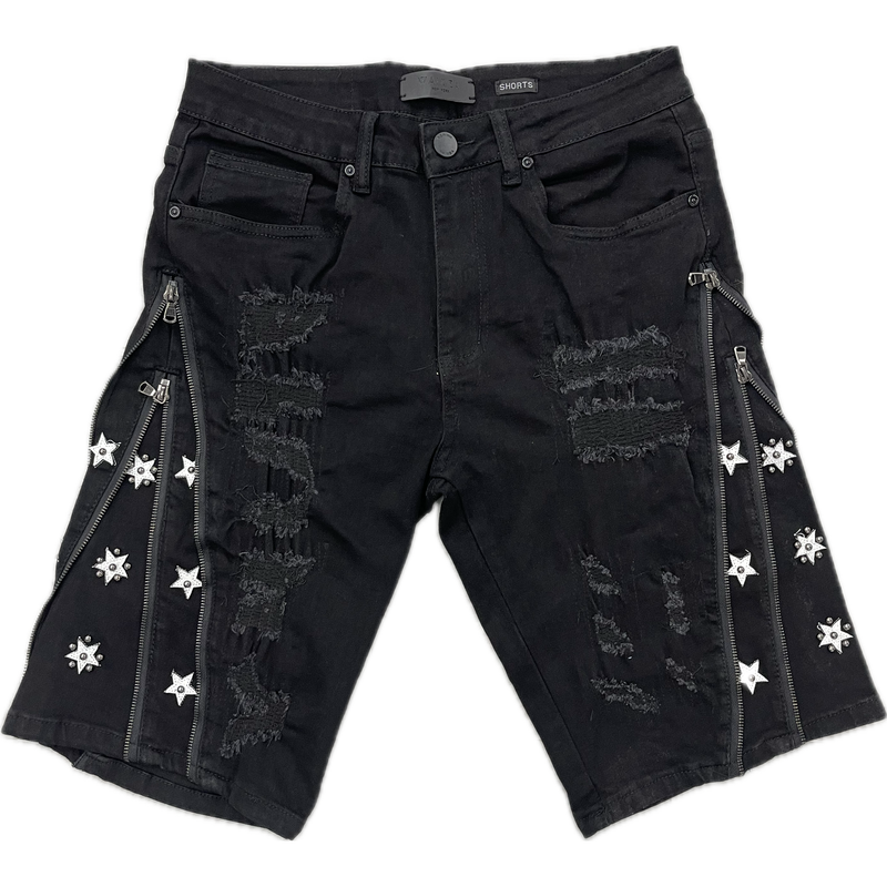 Waimea Zippered Denim Shorts "Black"