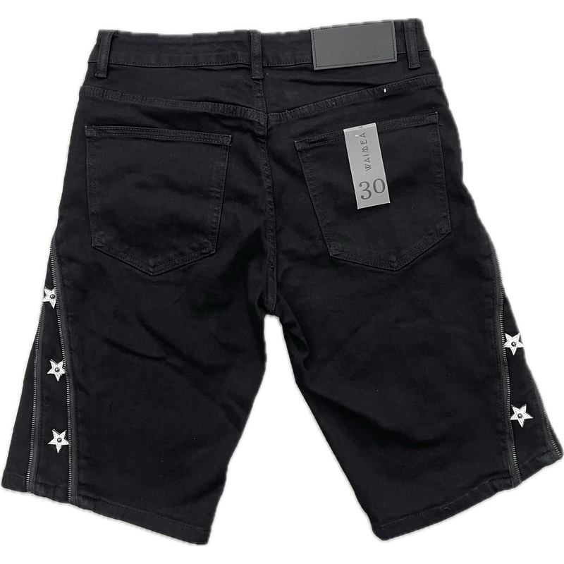 Waimea Zippered Denim Shorts "Black"