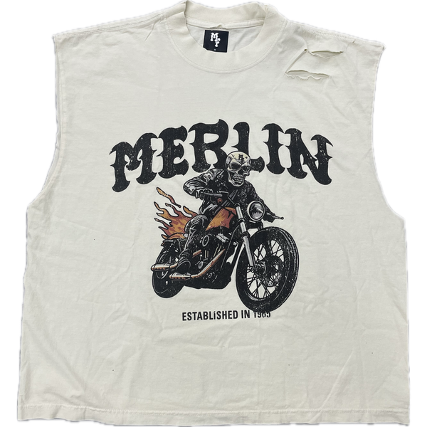 Merlin Fathers Harley Sleeveless Tee “Cream”