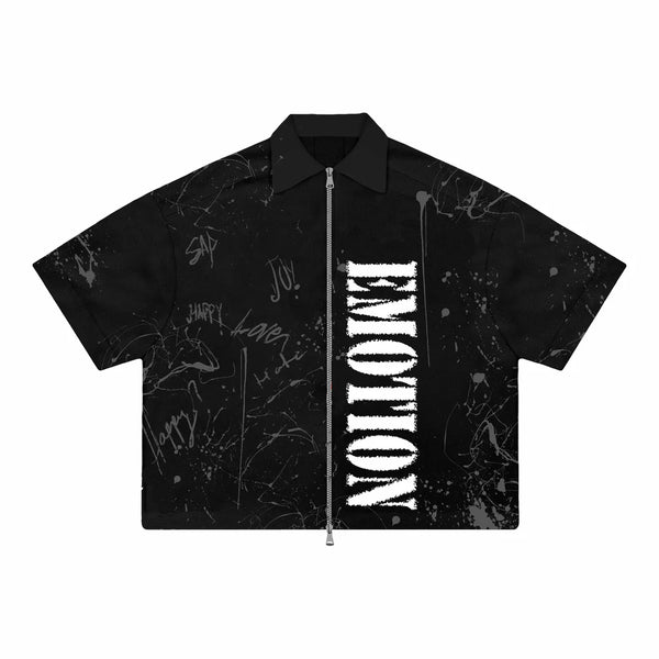 Mixed Emotion Artist Zip Up Shirt "Black"