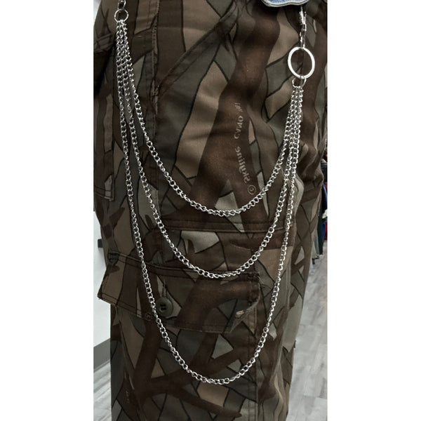 Long 3 Ring Silver Pocket Chain