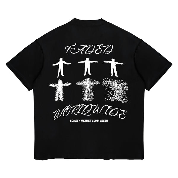 Lonely Hearts Club Faded Cropped Tee "Black"