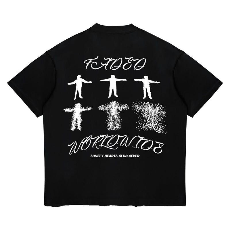 Lonely Hearts Club Faded Cropped Tee "Black"