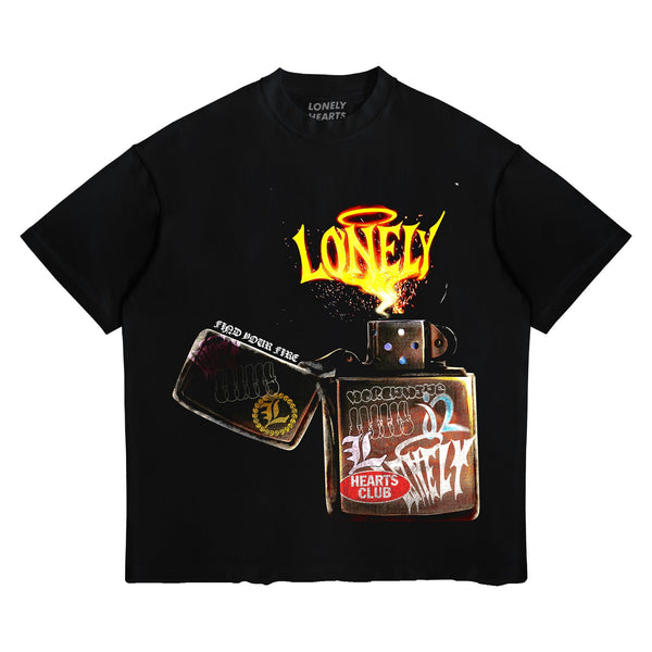 Lonely Hearts Club Find Your Fire Cropped Tee "Black"