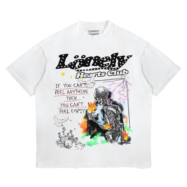 Lonely Hearts Club If You Can't Feel Anything Cropped Tee "White"