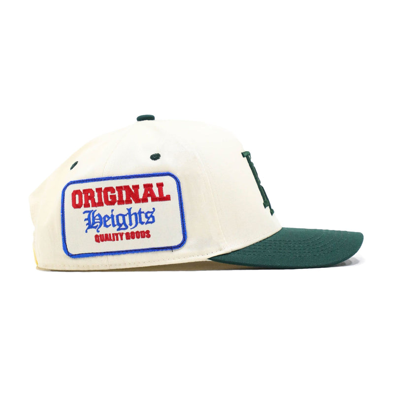Heights District PR Varsity Snapback Hat "Forest Green/Cream"