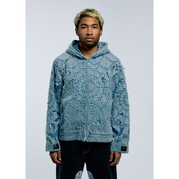 Revenge Apparel Spider Web Denim Jacket "Bleached Indigo"