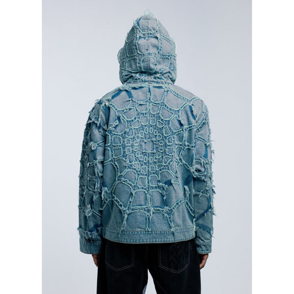 Revenge Apparel Spider Web Denim Jacket "Bleached Indigo"