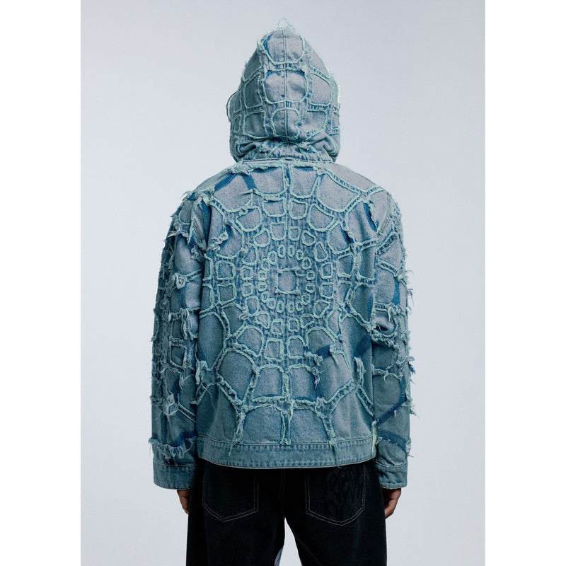 Revenge Apparel Spider Web Denim Jacket "Bleached Indigo"