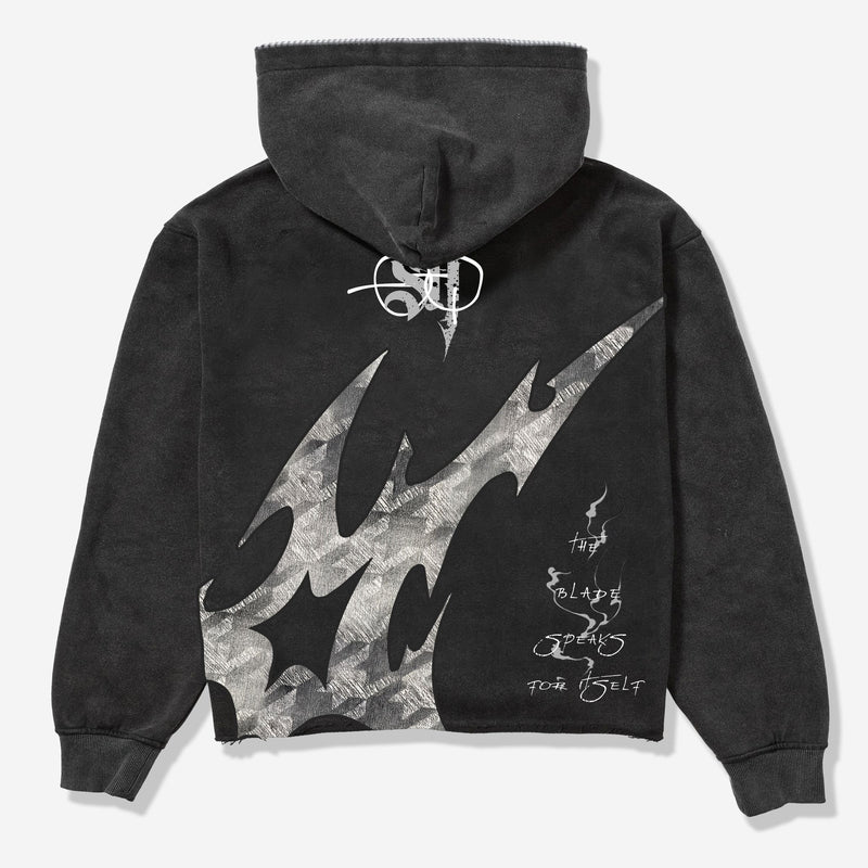 Sugar Hill Katana Raw Hem Zip Hoodie "Black"