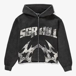 Sugar Hill Katana Raw Hem Zip Hoodie "Black"