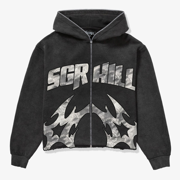 Sugar Hill Katana Raw Hem Zip Hoodie "Black"