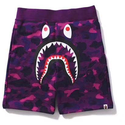 Bape Color Camo Shark Sweat Shorts "Purple"