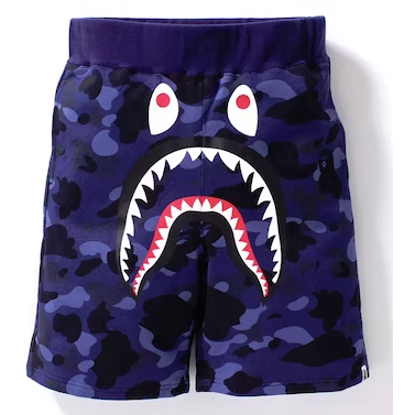 Bape Color Camo Shark Sweat Shorts "Navy"