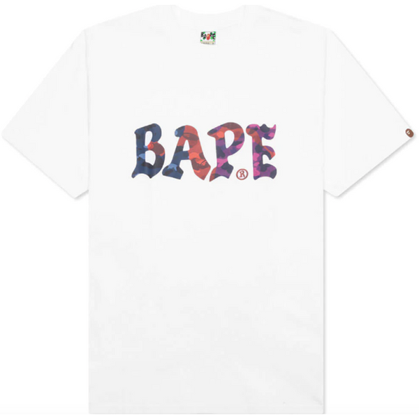 Bape Color Camo Crazy Logo Tee "White"