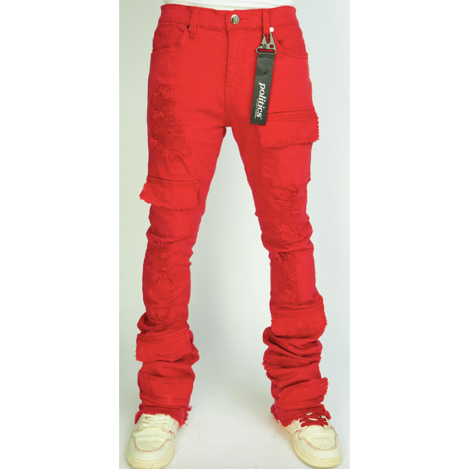 Politics Super Stacked Cargo Pants "Red"