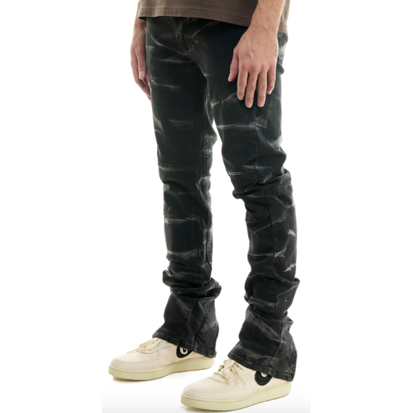 KDNK Zippered Stacked Jeans "Black"