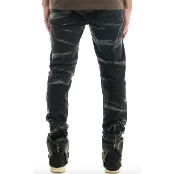 KDNK Zippered Stacked Jeans "Black"