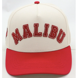 Homme Femme Malibu Leather Strap Hat "Red"