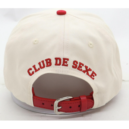 Homme Femme Malibu Leather Strap Hat "Red"