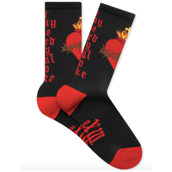 Saint Micheal Heart Socks "Black"