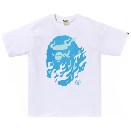 Bape Flame Ape Head Tee "White/Blue"