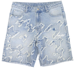 Free Refills Checks Distressed Jean Shorts