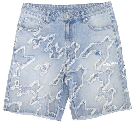 Free Refills Checks Distressed Jean Shorts