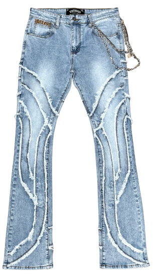 Vicious Fray Ripped W/ Chain Jeans "Blue"