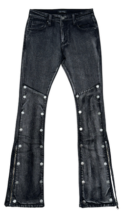 Vicious Stacked Detachable Button Jeans "Black"