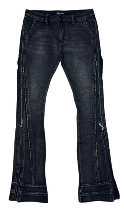 Vicious Stacked Multi Zipper Jeans "Black"