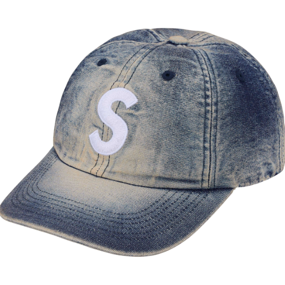 Supreme Cordura Denim S Logo 6 Panel Hat "Dirty Wash"