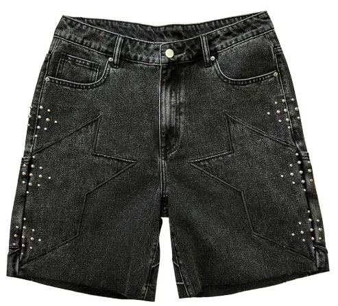 Free Refills Studded Jean Shorts "Black"