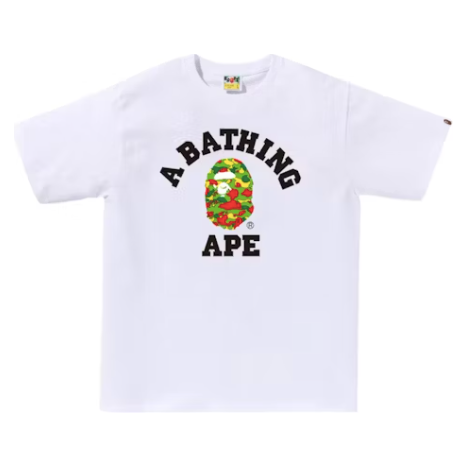 Bape Sta Camo College Tee "Red/Green/Yellow"