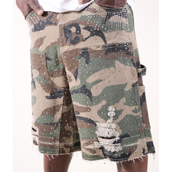 Paper Money Crystallized Camo Jean Shorts