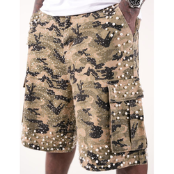 Paper Money Pearl Crystal Camo Jean Shorts