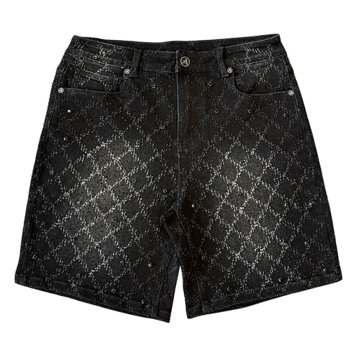 Almost Someday Gemstone Jean Shorts "Black Wash"