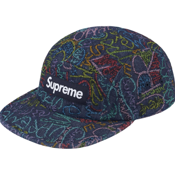 Supreme Handwriting Denim Camp Hat "Multi"