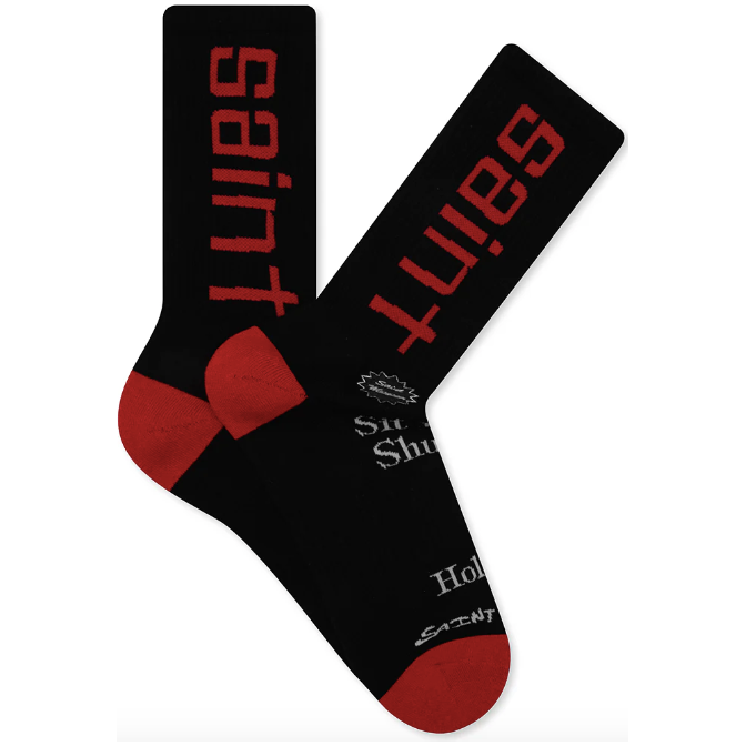 Saint Micheal Sit Down Socks "Black/Red"