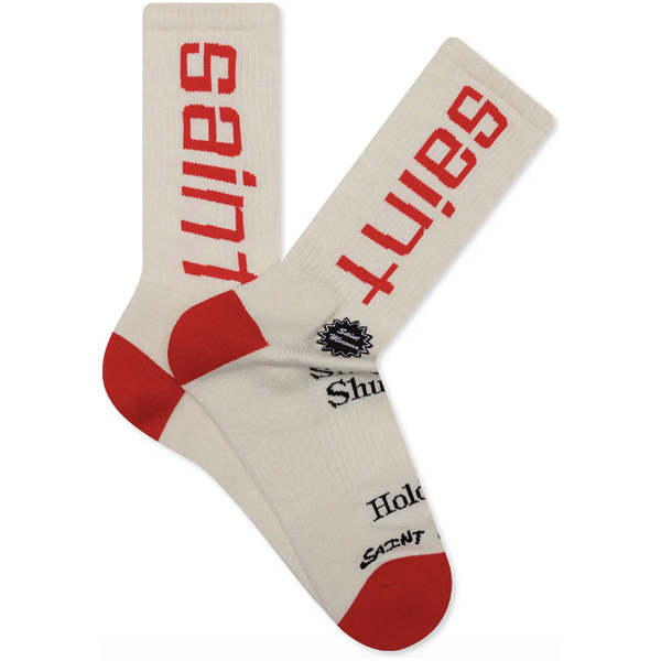 Saint Micheal Sit Down Socks "Cream/Red"