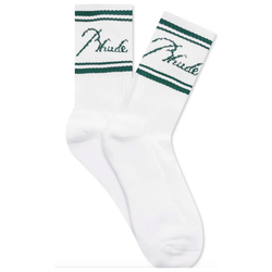 Rhude Script Logo Socks "White/Green"