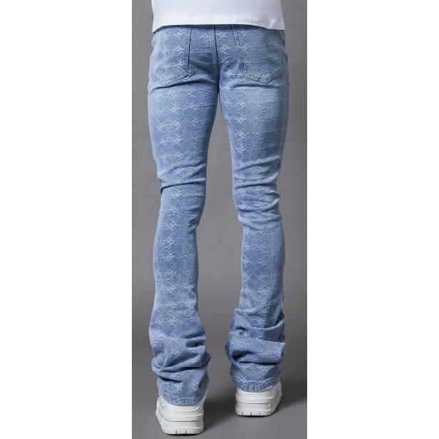 PainLab Laser Distressed Stacked Denim "Blue"