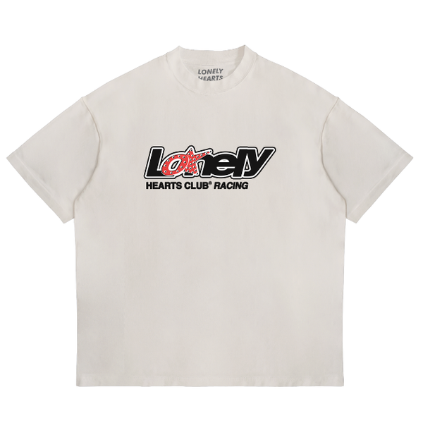 Lonely Hearts Club Racing Rhinestone Tee "Cream"