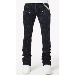 Guapi Monogram Velour Denim Jeans "All Black"